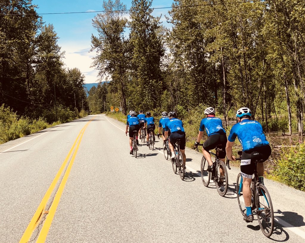 group of cyclists on their bikes 