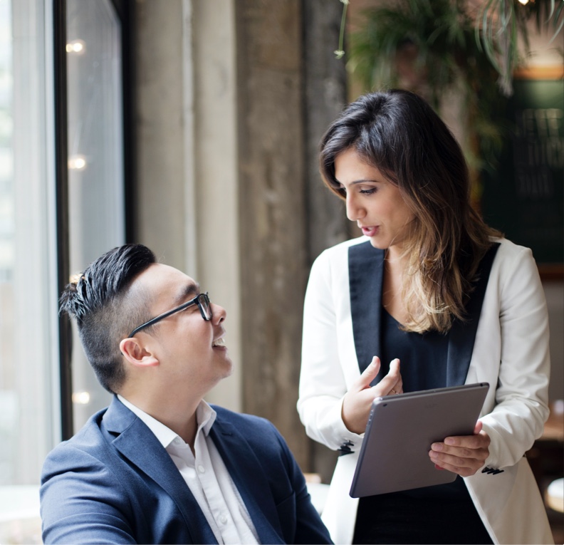 Two colleagues talking