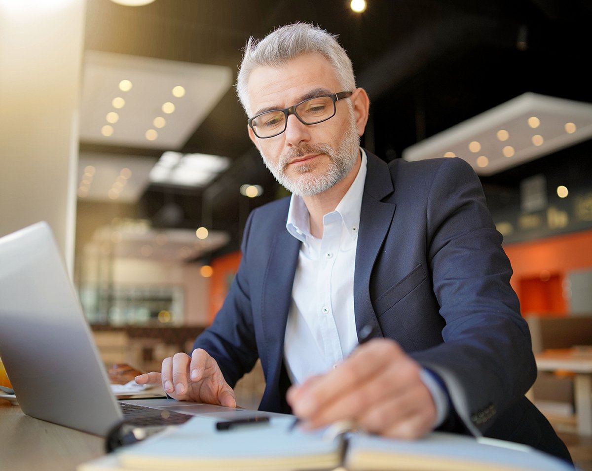 A person working on their laptop