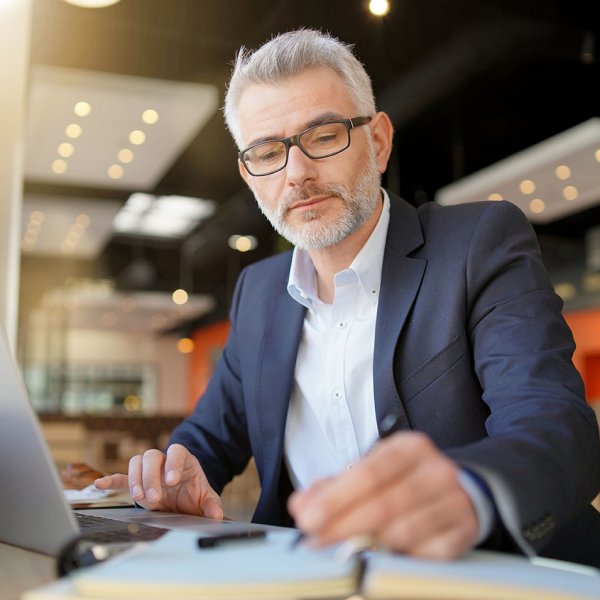 A person working on their laptop